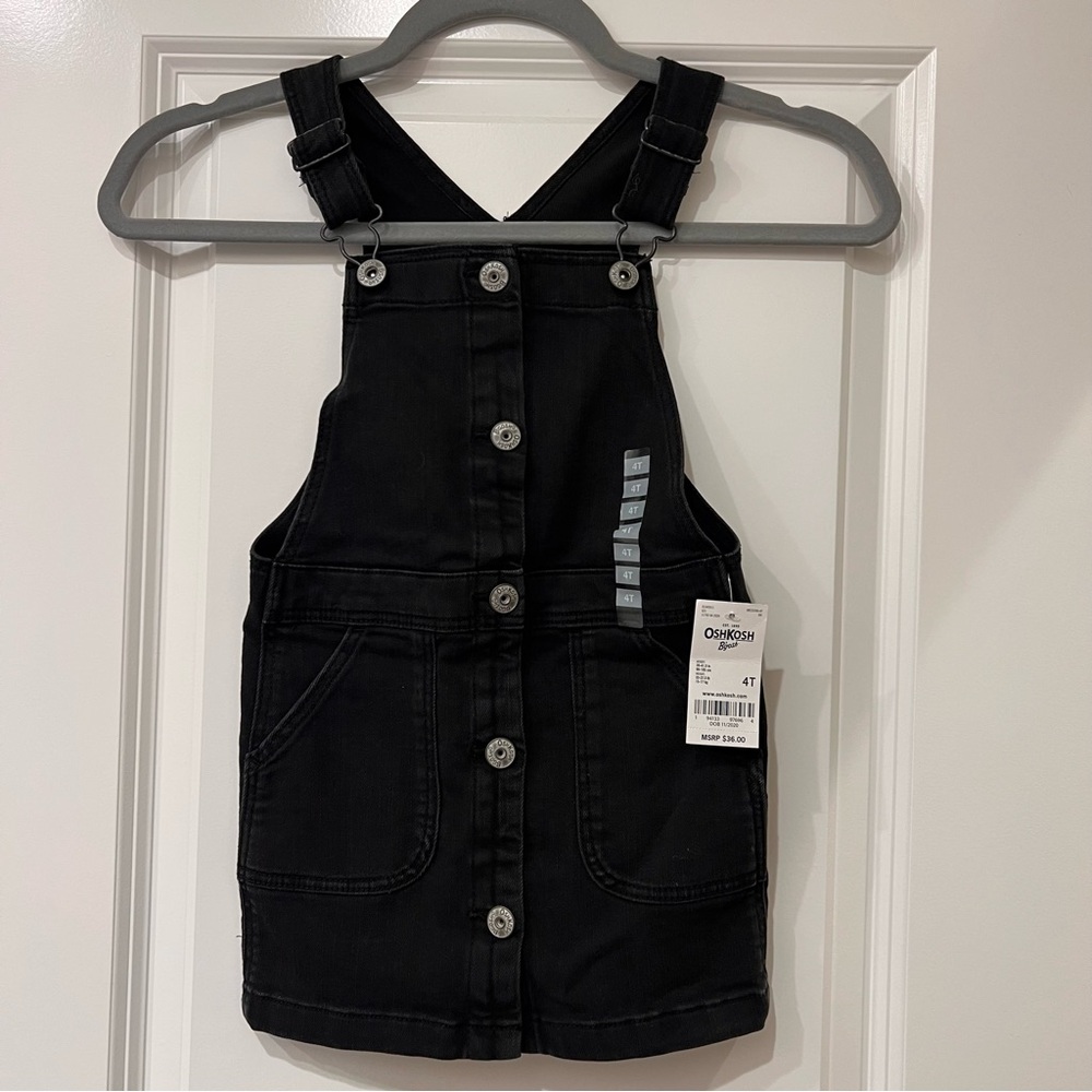 NWT Oshkosh Black Denim Kids Overall Dress